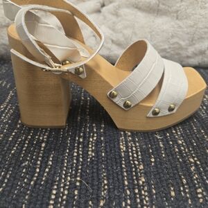 White Strappy Block Heel Sandals